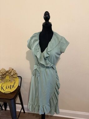 Matilda Jane Ruffled Wrap Dress in Sage Green